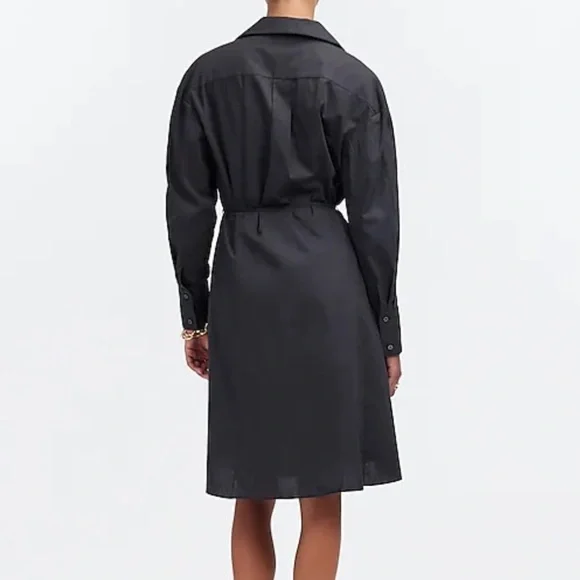 Madewell Black Belted Mini Shirt Dress Long Sleeve Button Down Small - Picture 2 of 7